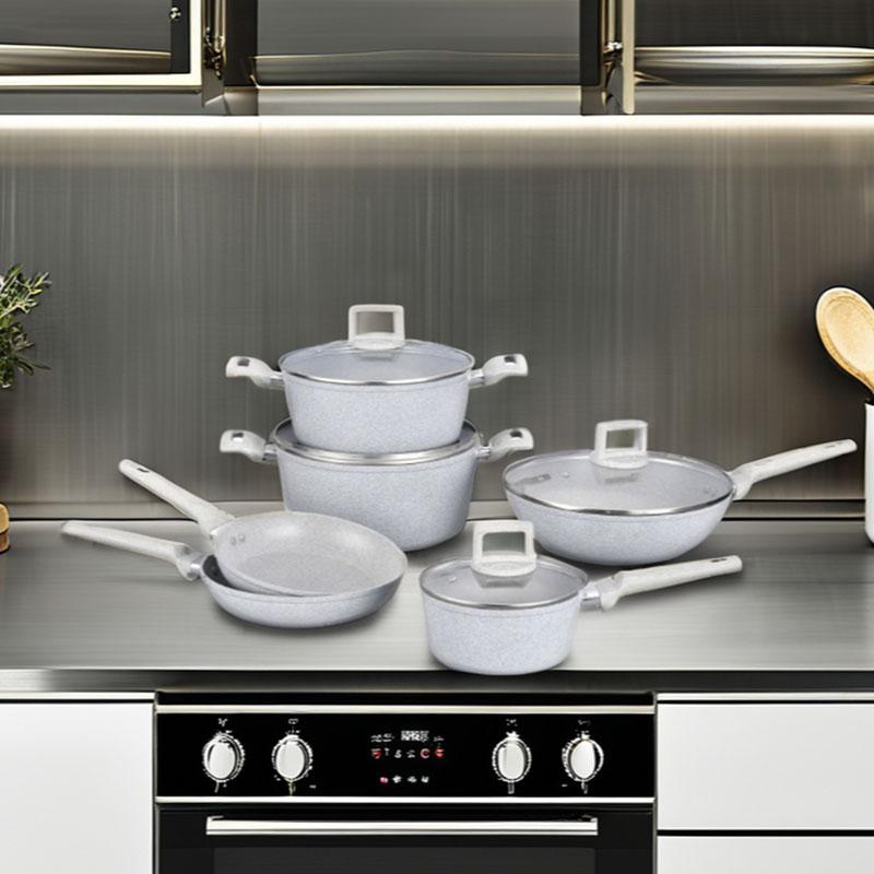 مجموعة أدوات المطبخ الناعمة اللمس مجموعة أدوات طبخ مزورة مع حبة الخشب الرخامي