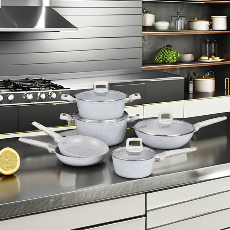 مجموعة أدوات المطبخ الناعمة اللمس مجموعة أدوات طبخ مزورة مع حبة الخشب الرخامي