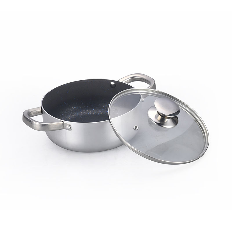 مجموعات أدوات طبخ مضغوطة من الفولاذ المقاوم للصدأ مع أغطية زجاجية
