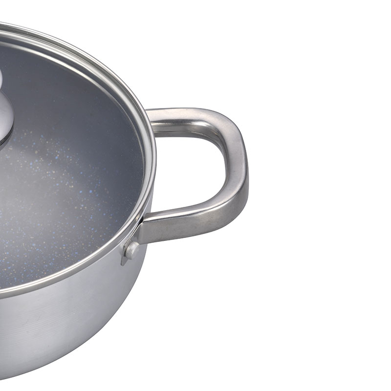 مجموعات أدوات طبخ مضغوطة من الفولاذ المقاوم للصدأ مع أغطية زجاجية