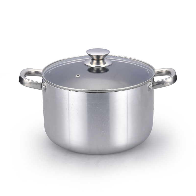 مجموعات أدوات طبخ مضغوطة من الفولاذ المقاوم للصدأ مع أغطية زجاجية