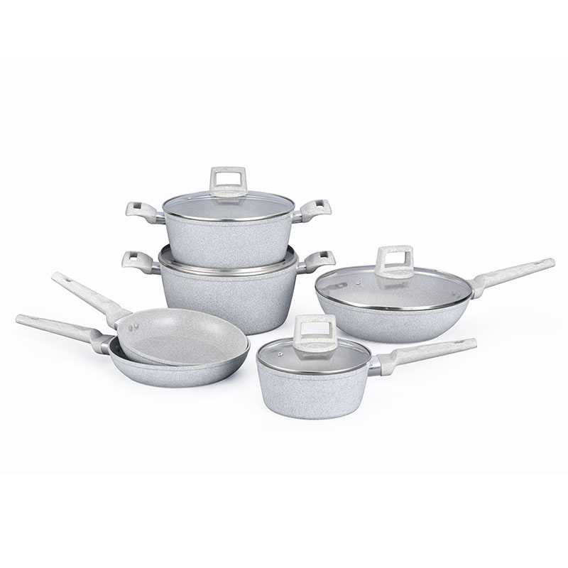 مجموعة أدوات المطبخ الناعمة اللمس مجموعة أدوات طبخ مزورة مع حبة الخشب الرخامي