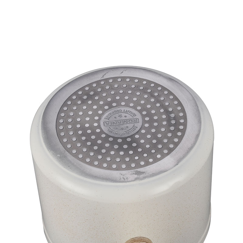 أواني الطبخ الرخامية البيضاء الكريمية وأدوات الطهي مزورة