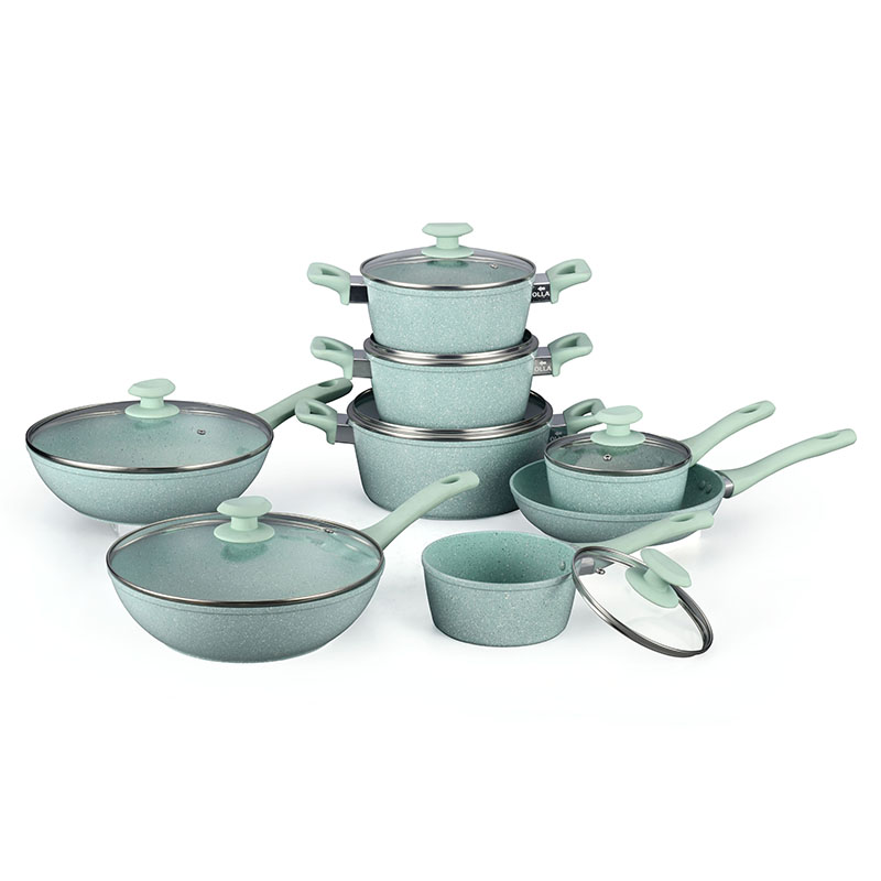 رخام غير عصا طلاء وعاء مجموعة أدوات طبخ مزورة