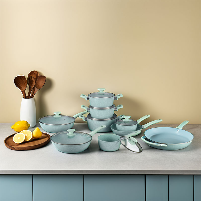 رخام غير عصا طلاء وعاء مجموعة أدوات طبخ مزورة