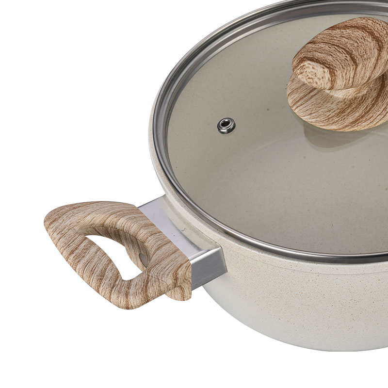 أواني الطبخ الرخامية البيضاء الكريمية وأدوات الطهي مزورة