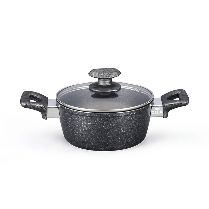 وعاء طلاء الحجر الرمادي الداكن مجموعة أدوات طبخ مزورة