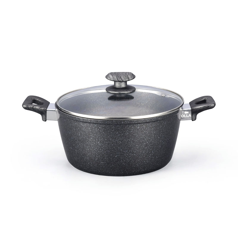 وعاء طلاء الحجر الرمادي الداكن مجموعة أدوات طبخ مزورة