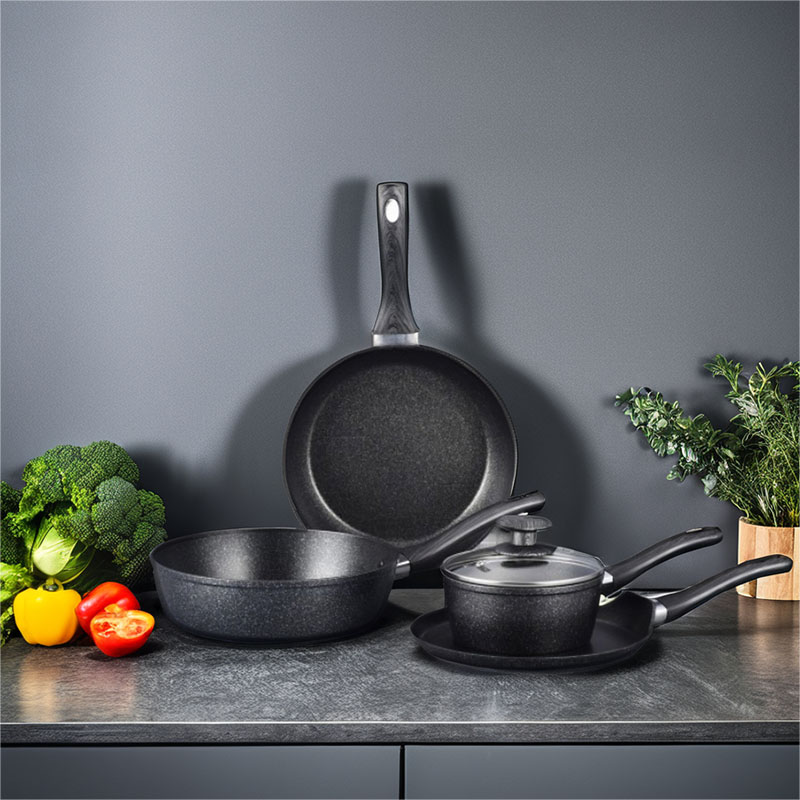 وعاء طلاء الحجر الرمادي الداكن مجموعة أدوات طبخ مزورة