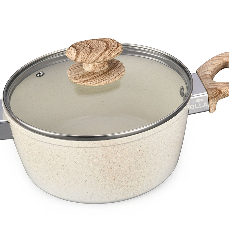 أواني الطبخ الرخامية البيضاء الكريمية وأدوات الطهي مزورة