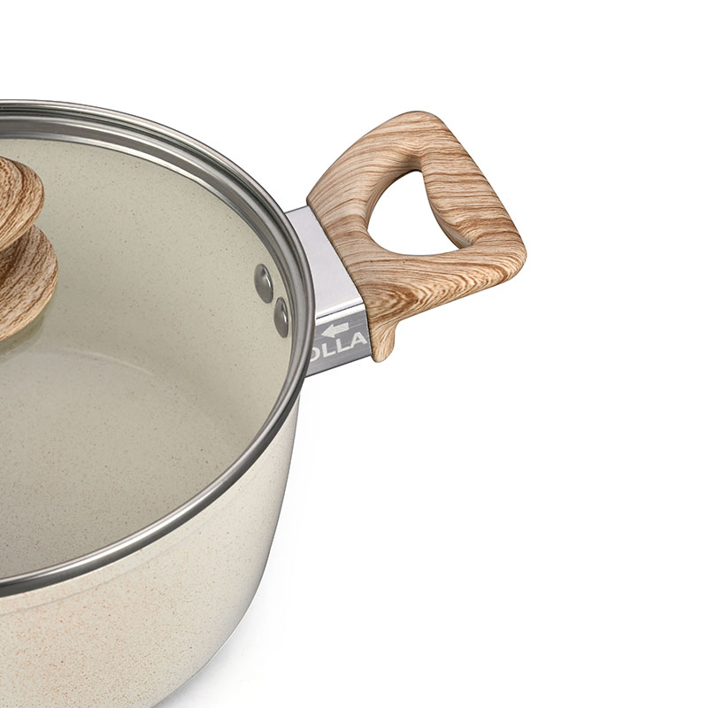 أواني الطبخ الرخامية البيضاء الكريمية وأدوات الطهي مزورة