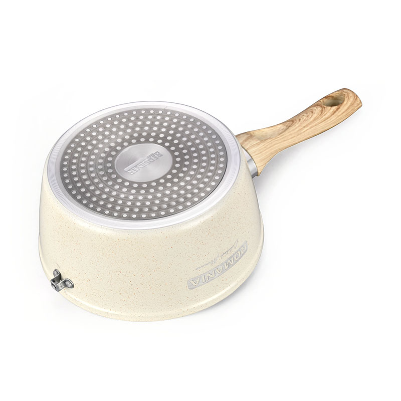 أواني الطبخ الرخامية البيضاء الكريمية وأدوات الطهي مزورة