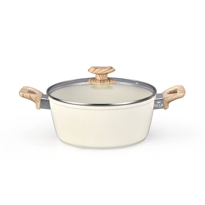 أواني الطبخ الرخامية البيضاء الكريمية وأدوات الطهي مزورة