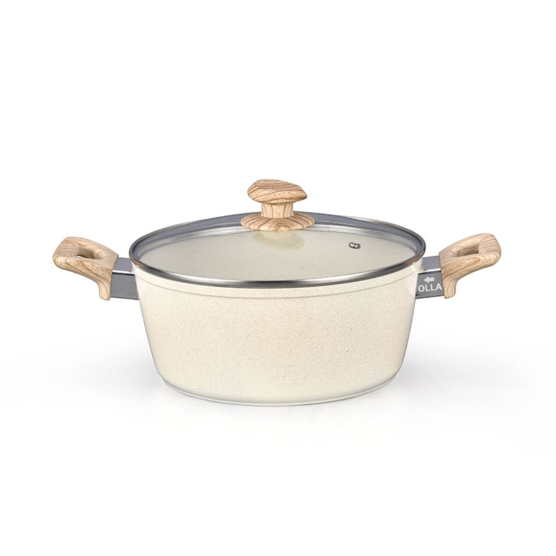 أواني الطبخ الرخامية البيضاء الكريمية وأدوات الطهي مزورة