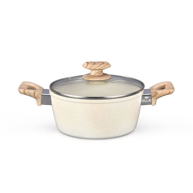 أواني الطبخ الرخامية البيضاء الكريمية وأدوات الطهي مزورة