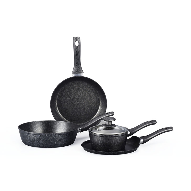 وعاء طلاء الحجر الرمادي الداكن مجموعة أدوات طبخ مزورة