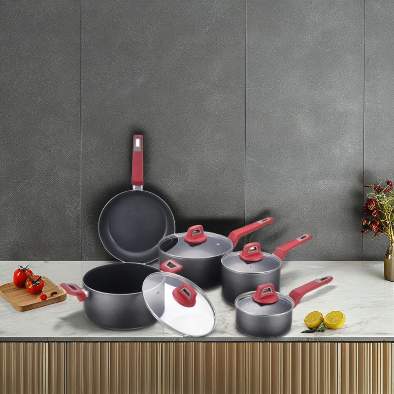 مجموعات أدوات طبخ مضغوطة أسود كلاسيكي