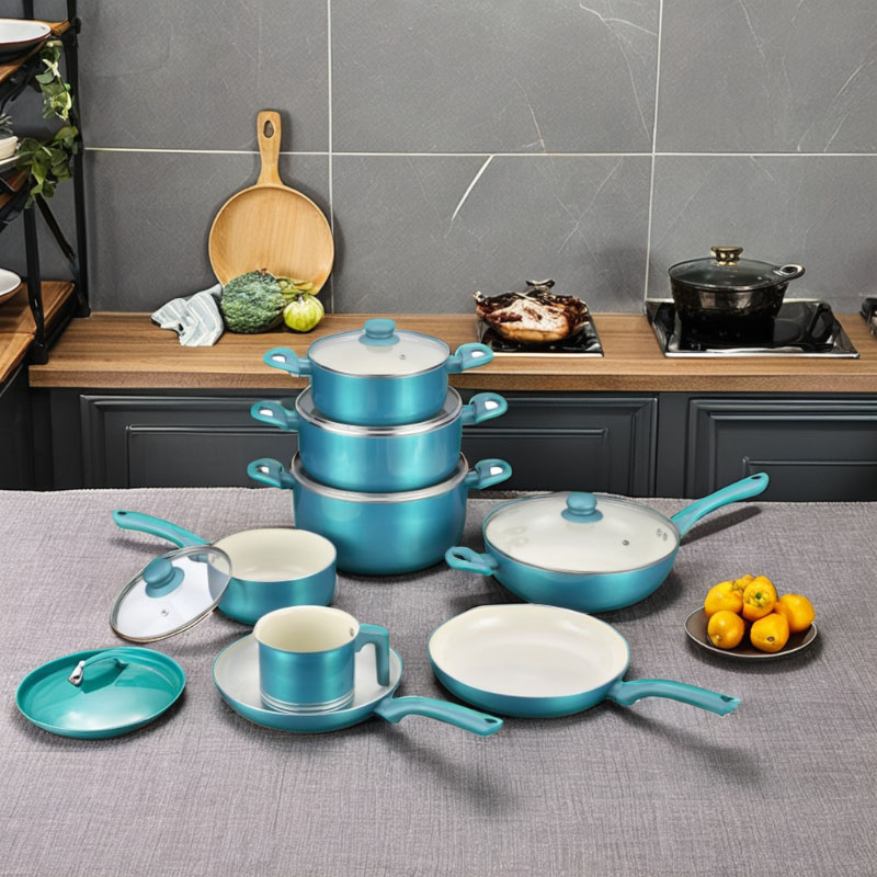 Telamon Seleestial Blue Series مجموعة أدوات طبخ الطلاء السيراميك