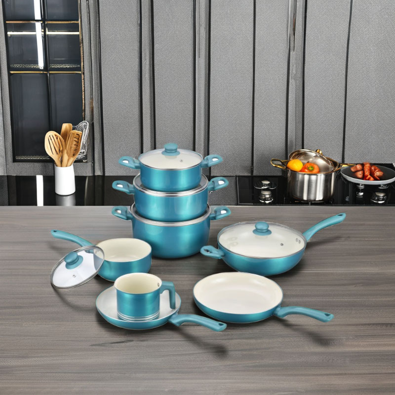 Telamon Seleestial Blue Series مجموعة أدوات طبخ الطلاء السيراميك