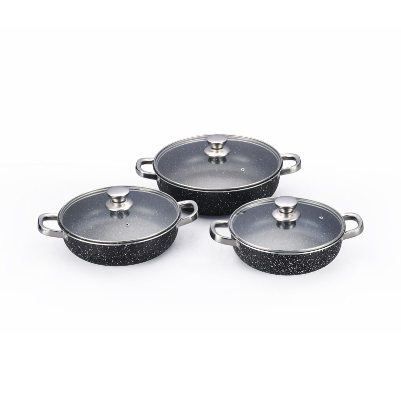 مجموعة من الفولاذ المقاوم للصدأ غير العصي مجموعة أدوات طبخ مضغوطة