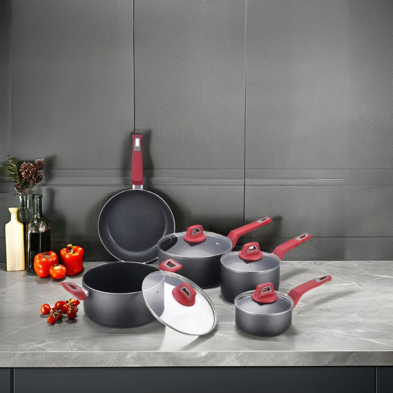 مجموعات أدوات طبخ مضغوطة أسود كلاسيكي