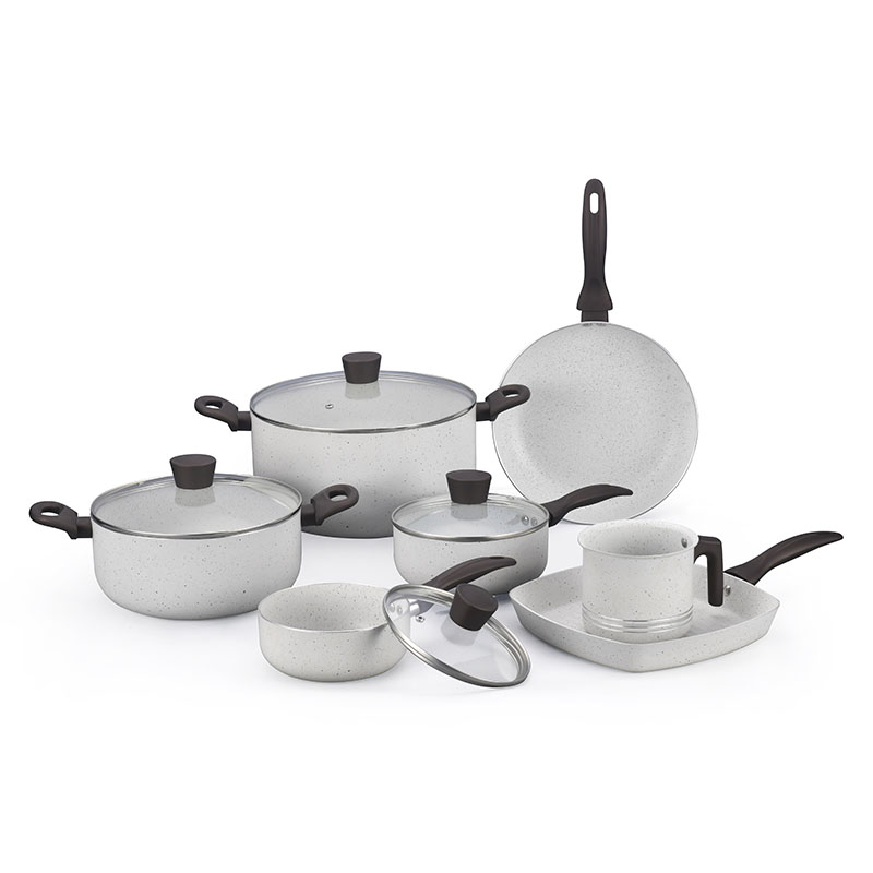 Gray Home Pan غير عصا مضغوطة مع غطاء
