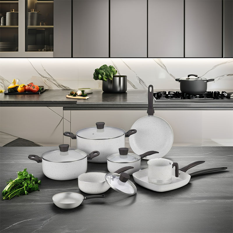 Gray Home Pan غير عصا مضغوطة مع غطاء