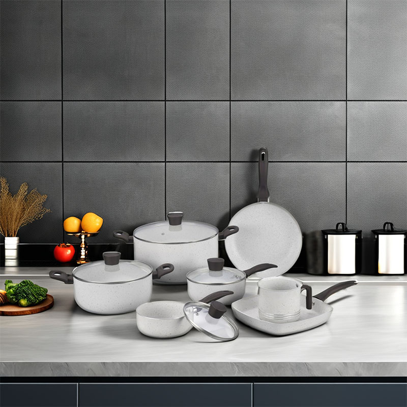 Gray Home Pan غير عصا مضغوطة مع غطاء