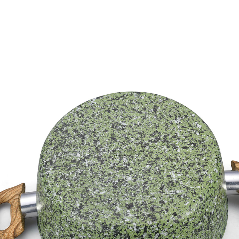 الرخام مزور أدوات طبخ غير عصا مع الحبوب الخشبية