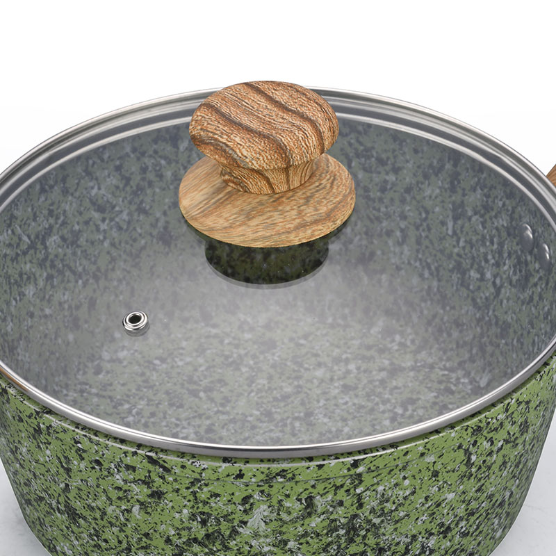 الرخام مزور أدوات طبخ غير عصا مع الحبوب الخشبية