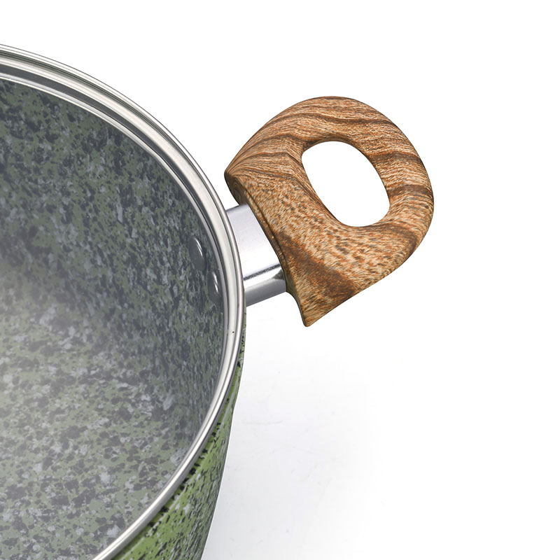 الرخام مزور أدوات طبخ غير عصا مع الحبوب الخشبية