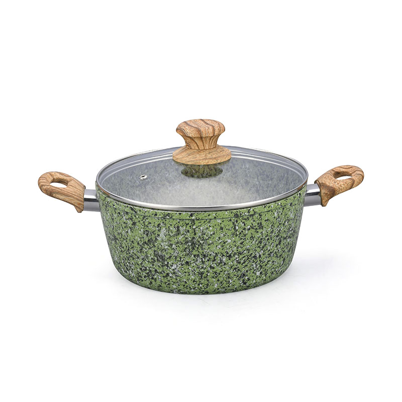 الرخام مزور أدوات طبخ غير عصا مع الحبوب الخشبية