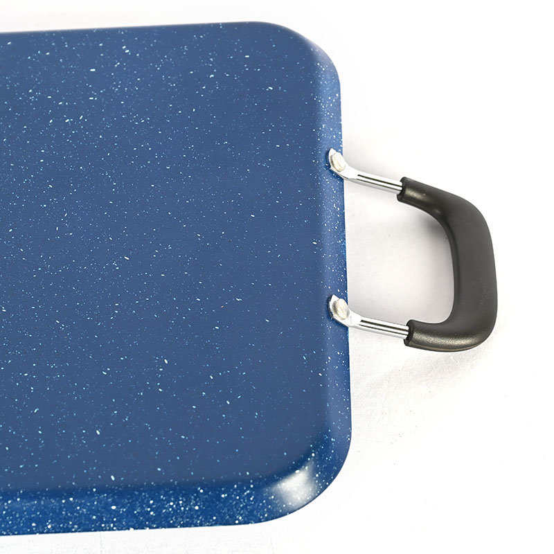 برامج طبخ مقلاة مستطيلة الرخام مع مقبض معدني