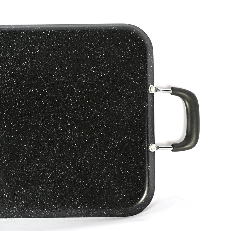 برامج طبخ مقلاة مستطيلة الرخام مع مقبض معدني