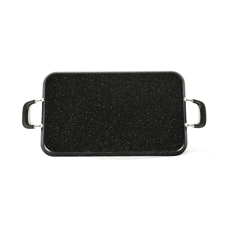 برامج طبخ مقلاة مستطيلة الرخام مع مقبض معدني