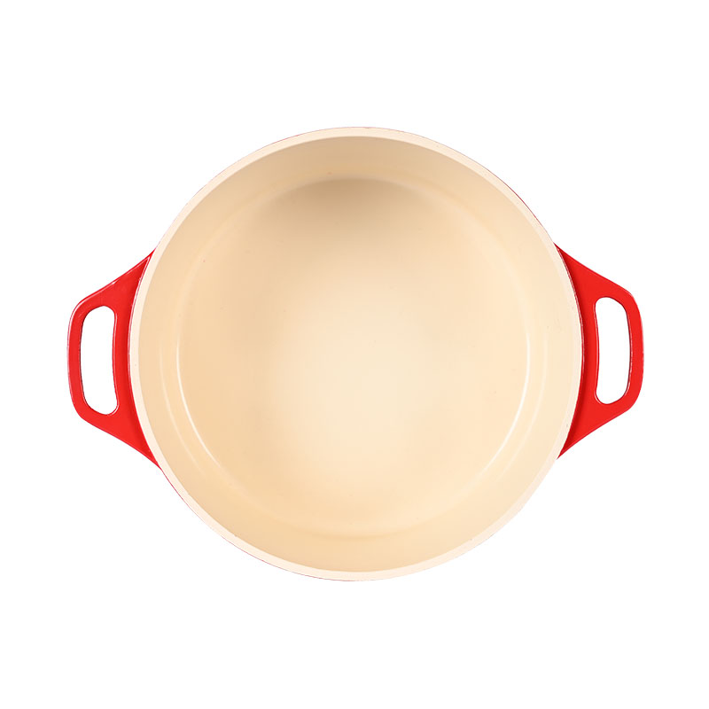 مجموعة طبخ من السيراميك الأحمر يموت أدوات طبخ مصبوب مع غطاء