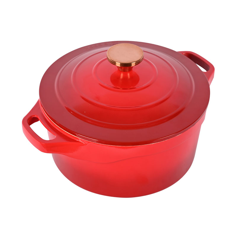 مجموعة طبخ من السيراميك الأحمر يموت أدوات طبخ مصبوب مع غطاء