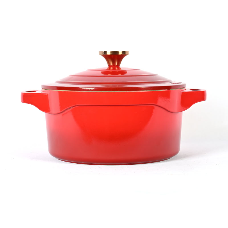 مجموعة طبخ من السيراميك الأحمر يموت أدوات طبخ مصبوب مع غطاء
