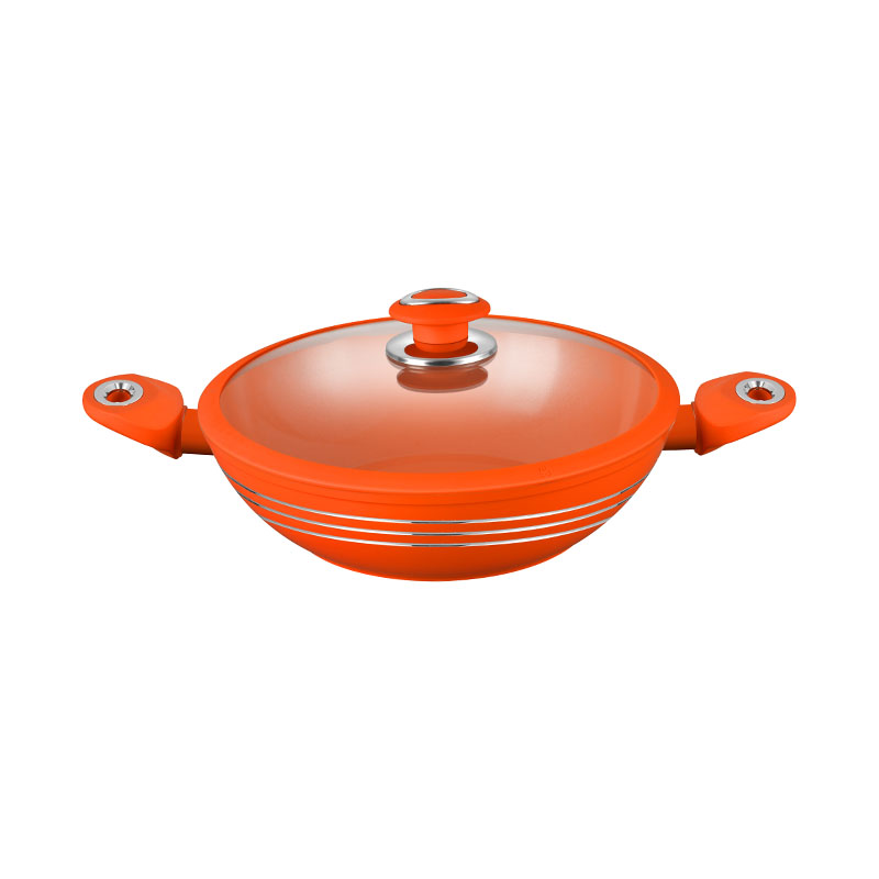 أواني الخزفية البرتقالية والمقالي مجموعة أدوات طبخ مزورة