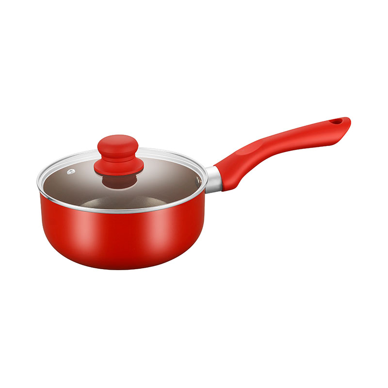 أدوات طبخ مضغوطة بمجموعة حمراء مع أغطية زجاجية