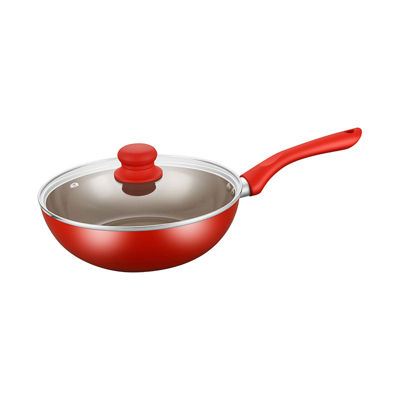 أدوات طبخ مضغوطة بمجموعة حمراء مع أغطية زجاجية