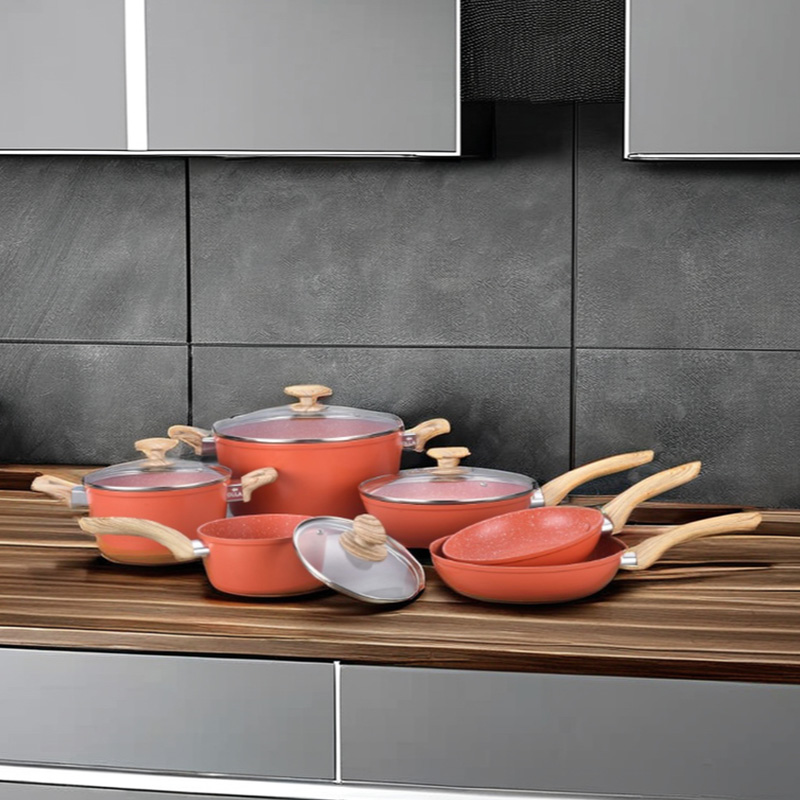 مجموعة أدوات طبخ طلاء رخام Telamon Tangerine