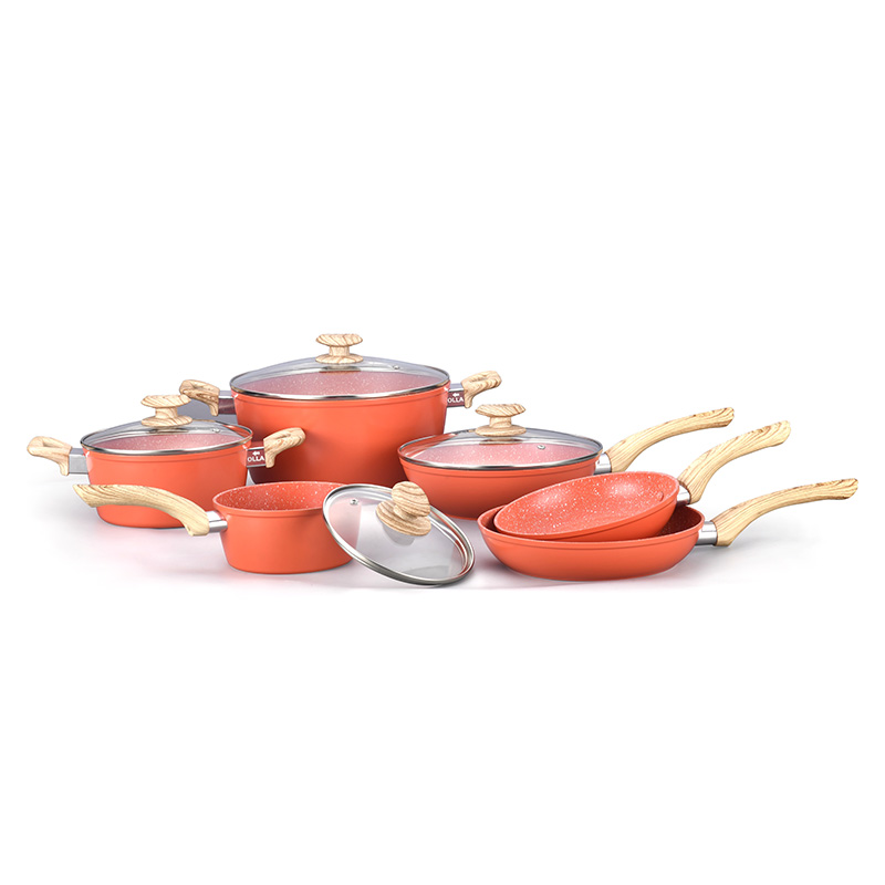 مجموعة أدوات طبخ طلاء رخام Telamon Tangerine